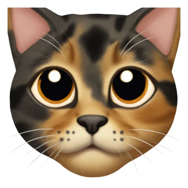 Tortie cat with a split face. One side of the face is orange and the other is black sticker