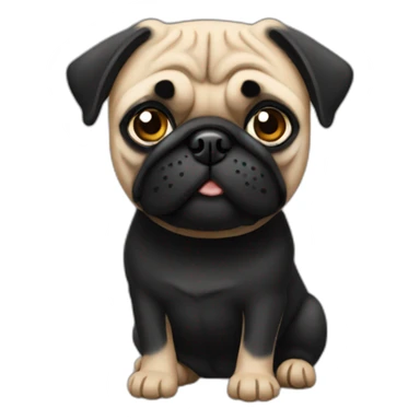 pug wearing a black t-shirt sticker
