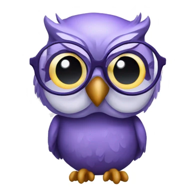 A violet owl wearing glasses, she looks like a professor. She teaches English sticker