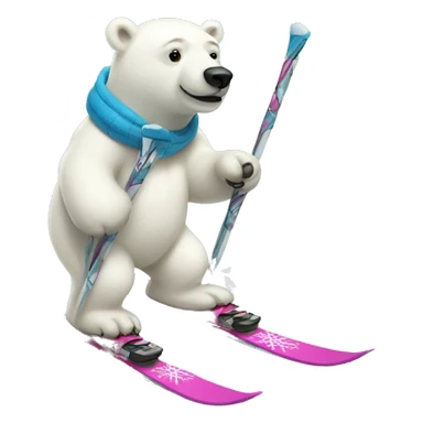 Polar bear on skis sticker