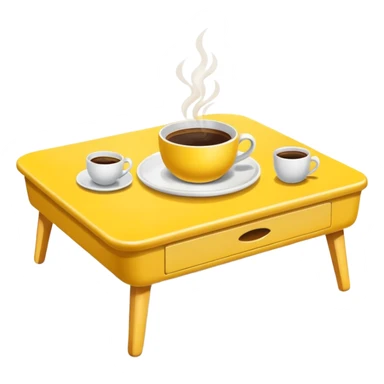 yellow coffe table, coffee on top
 sticker