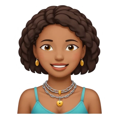 Black girl smiling eyes closed while choking herself on her neck  sticker