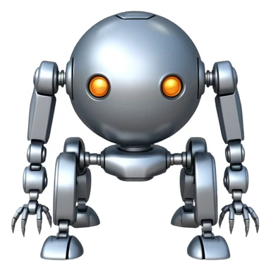 symmetrical 4 legged robot. center sphere with 4 evenly spaced legs. 1 leg extends from each side at sphere's equator sticker