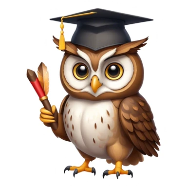 Owl with graduation hat and diploma in claws sticker