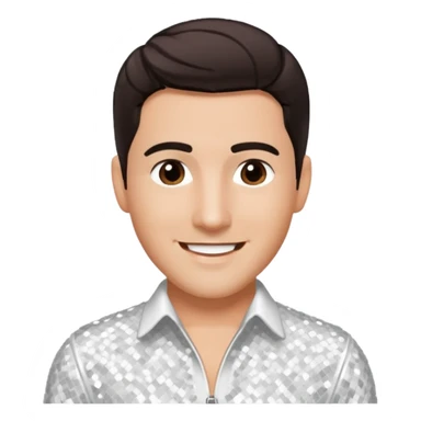 Jonathan Knight from NKOTB with dark brown hair, white sequin outfit sticker