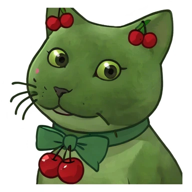 Cat wearing a bow and cherries sticker