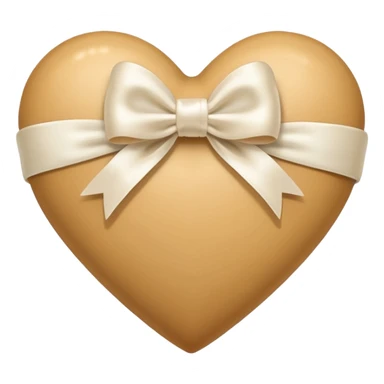 beige heart with white bow sticker