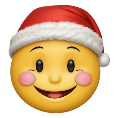 Smiley face smiles with closed eyes in a red Christmas hat sticker