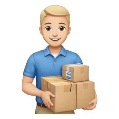 A friendly business person with packages and supplies, smiling and ready to deliver goods sticker