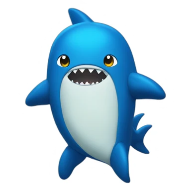 blue blob with a shark onesie sticker