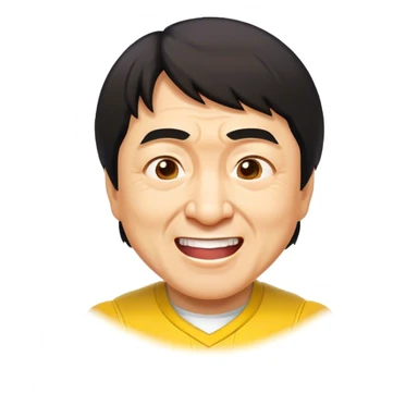 Cinematic Realistic Jackie Chan Pop Culture Emoji, depicted with playful agility and charismatic charm rendered with lifelike textures and vibrant, action‚Äêpacked lighting. sticker