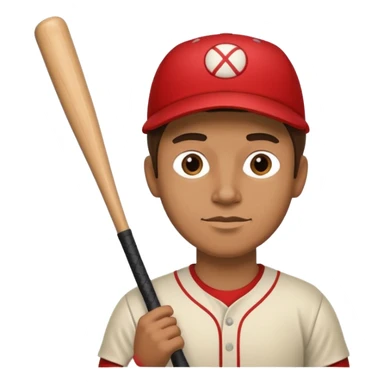 ￼ a man made it out of a piece of wood with a baseball bat sticker