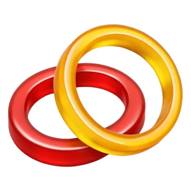 emoji de 2 gomitas en forma de aro una colo rojo y otra amarillo de gran grosor sticker