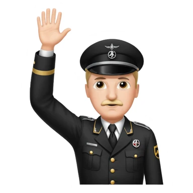 Hitler raising one hand straight out like a Sieg Hail salute in Black SS uniform. The arm must be straight out with no bend in the elbow sticker