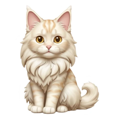 A 3D cartoon cream-white Maine Coon cat with thick fluffy fur, elegant posture, warm soft shadows, Memoji-style cinematic detail. full body or half body. sticker