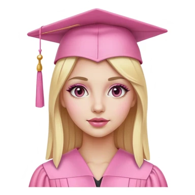Blonde with a pink graduation cap, white skin and pink makeup  sticker