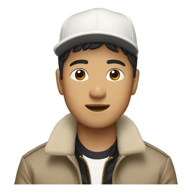 Asian man wearing burberry bomba jacket with a white baseball cap  sticker