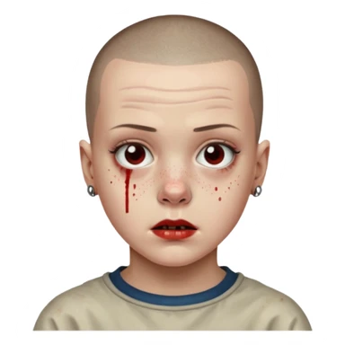 Eleven from stranger things season one buz cut and bloody nose  sticker