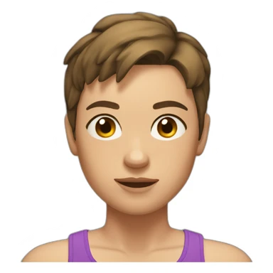 woman with muscles,short hair,tired eyes,brown hair, tight swimming trunks sticker