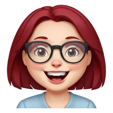 laughing bunny mom with glasses and dark red hair sticker