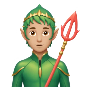 male elf in iridescent wetsuit, coral staff. Gills on neck legolas sticker