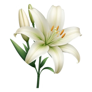 single White Lily, straight stem sticker