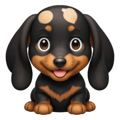 Black miniature Daschund puppy looking happy sticker