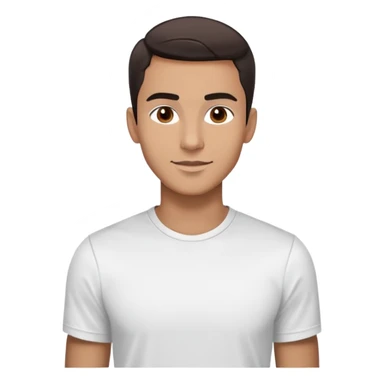 Energetic dancer-like man in his late 20s with light brown complexion, elongated face, fine jawline, high cheekbones, intense brown eyes, medium eyebrows, straight narrow nose, expressive friendly smile, short dark hair styled fresh and modern, vibrant pose, wearing a white fitted athletic shirt sticker