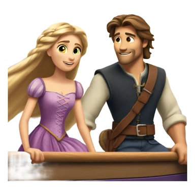 Rapunzel and Flynn on the boat sticker