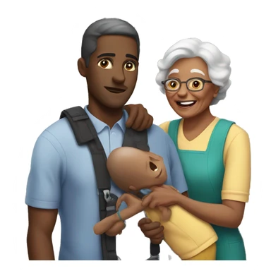black men helping a grandma sticker