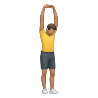 A person extending one arm straight out to the side while bowing their head into the opposite arm, with the other arm bent at the elbow sticker