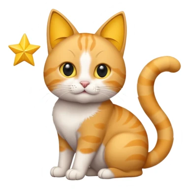 Cat with yellow paws and a yellow tip at the tip of their tail and black eyes and a star on the chest of the cat sticker