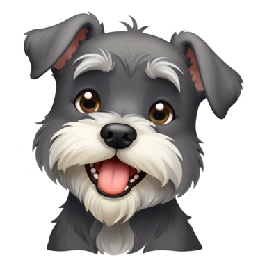 Cinematic Cute Yawning Miniature Schnauzer Portrait Emoji, Head cocked with a wide, adorable yawn and droopy, charming eyes, featuring a neatly trimmed, lovable salt-and-pepper fur, simplified yet irresistibly cute, highly detailed, glowing with a warm, relaxed radiance, high shine, exuding a sleepy yet spirited charm, styled with a soft, cozy glowing outline, capturing the essence of a Miniature Schnauzer mid-yawn, radiating pure, drowsy cuteness! sticker