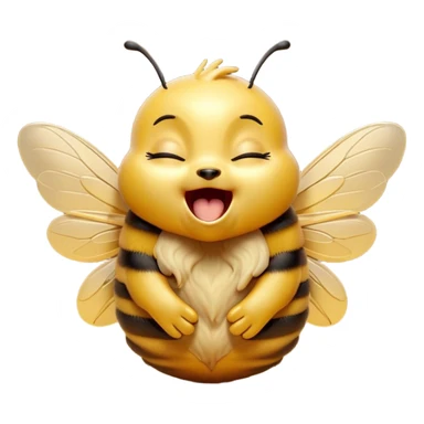 Cinematic Adorable Yawning Bee Portrait Emoji, Head tilted slightly with a dramatic, wide-open yawn, showcasing a tiny, fuzzy body with gently drooping wings and sleepy, half-closed eyes, Simplified yet irresistibly cute features, highly detailed, glowing with a soft, cozy golden glow, high shine, relaxed yet expressive, stylized with a dash of whimsical honey charm, soft glowing outline, capturing the essence of a drowsy bee that appears ready to stretch out for a nap! sticker
