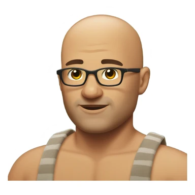 bald man by the pool with dad bod and furry chest sticker