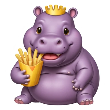 Hippo eating french fries sticker