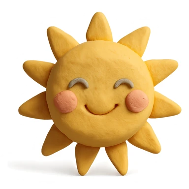 A sun illustration in the style of claymation, with visible fingerprints and pastel colors sticker