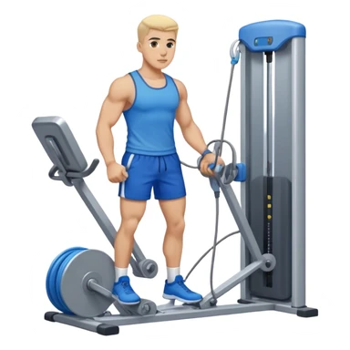 fit man with blue shorts using cable-machine sticker