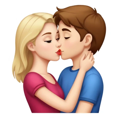 girl kissing a boy sticker
