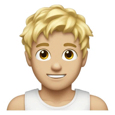 A white kid with blonde hair thats kinda messy  thats prolly 15 with a six pack sticker