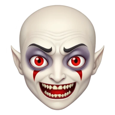 Nam 50 tuổi, mắt đỏ, da trắng, tóc ngắn, có răng nanh, mặt đáng sợ như ma cà rồng sticker