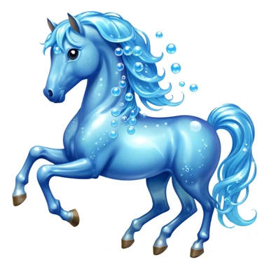 A magical horse made entirely of transparent bubbles and water, with a flowing mane of small bubbles sticker