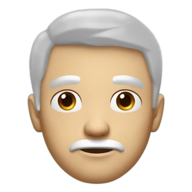 Man looking emotionless or depressed, white short hair, white skin, red nose and wrinkled and without facial hair sticker