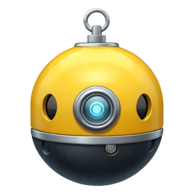 cartoon sea mine with a fuse, emoji style sticker
