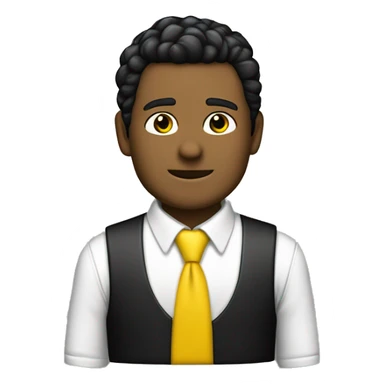 chico blanco con pelo negro chaleco de obra amarillo fosforito y camisa blanca con corbata negra sticker