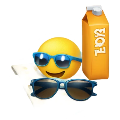A juice carton sunbathing sticker