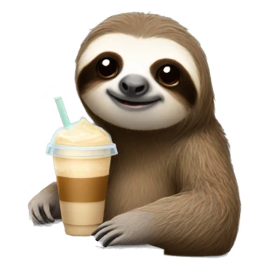 sloth with laptop and ice latte sticker