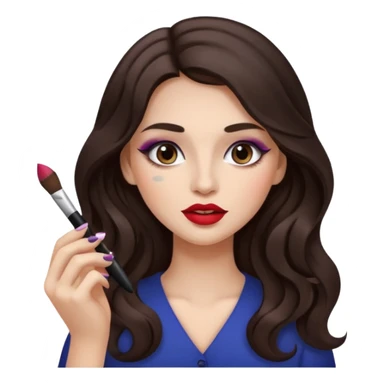 Красится девочка с шикарной укладкой длинными волосами sticker