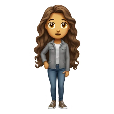 long wavy brown-hair white girl with idea sticker