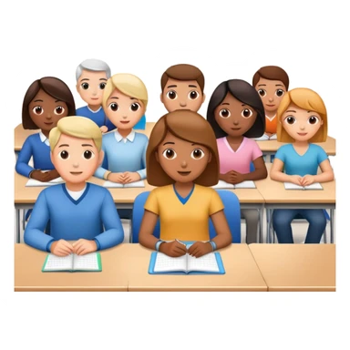 adults sitting in a classroom facing a screen sticker